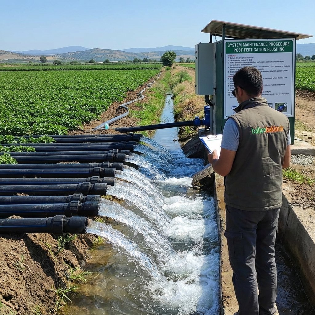 Sistem Yıkama (Post-Flush) Aşaması - bahcebakim.tr uygulama adımı