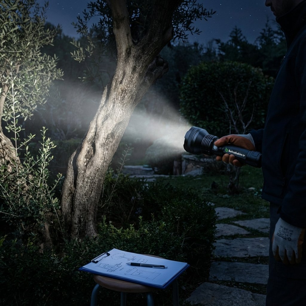 Gece Keşfi ve Işık Projeksiyonu - bahcebakim.tr uygulama adımı