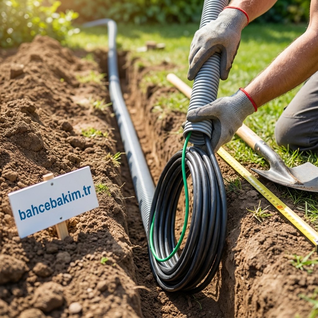 Güvenli Kablo Kanallarının Hazırlığı - bahcebakim.tr uygulama adımı